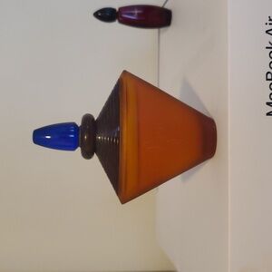 8e Jour By Yves Rocher Amber Perfume Bottle Blue Cap Collectible 1.69 oz